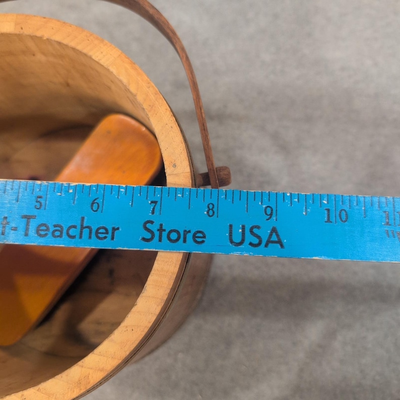 Vintage Firkin Style Wooden Shoe Shine Bucket with Footrest and German Brush image 7