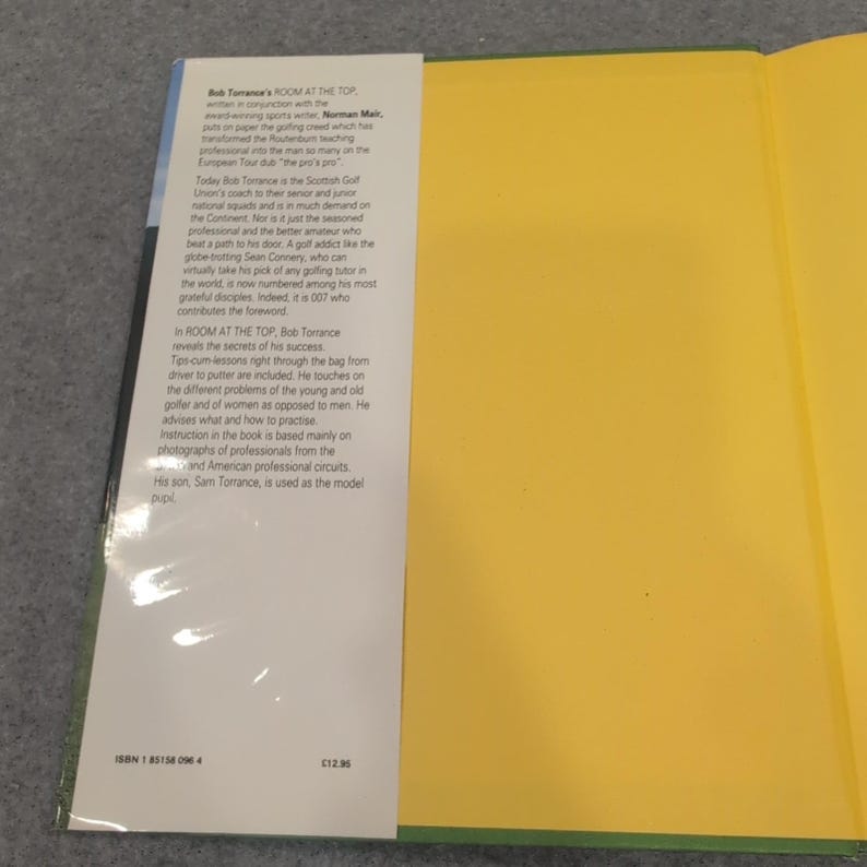 Room at the Top Golf the Torrance Way Bob Torrance Sean Connery 1989 Hardcover image 3