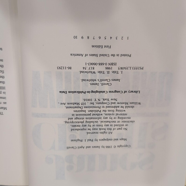 James Clavell, Whirlwind First Edition, First Printing 1986 Hardcover Morrow image 4