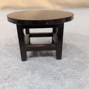 Miniature Dark Wood Round Table Dollhouse Furniture Accessory Decor image 1