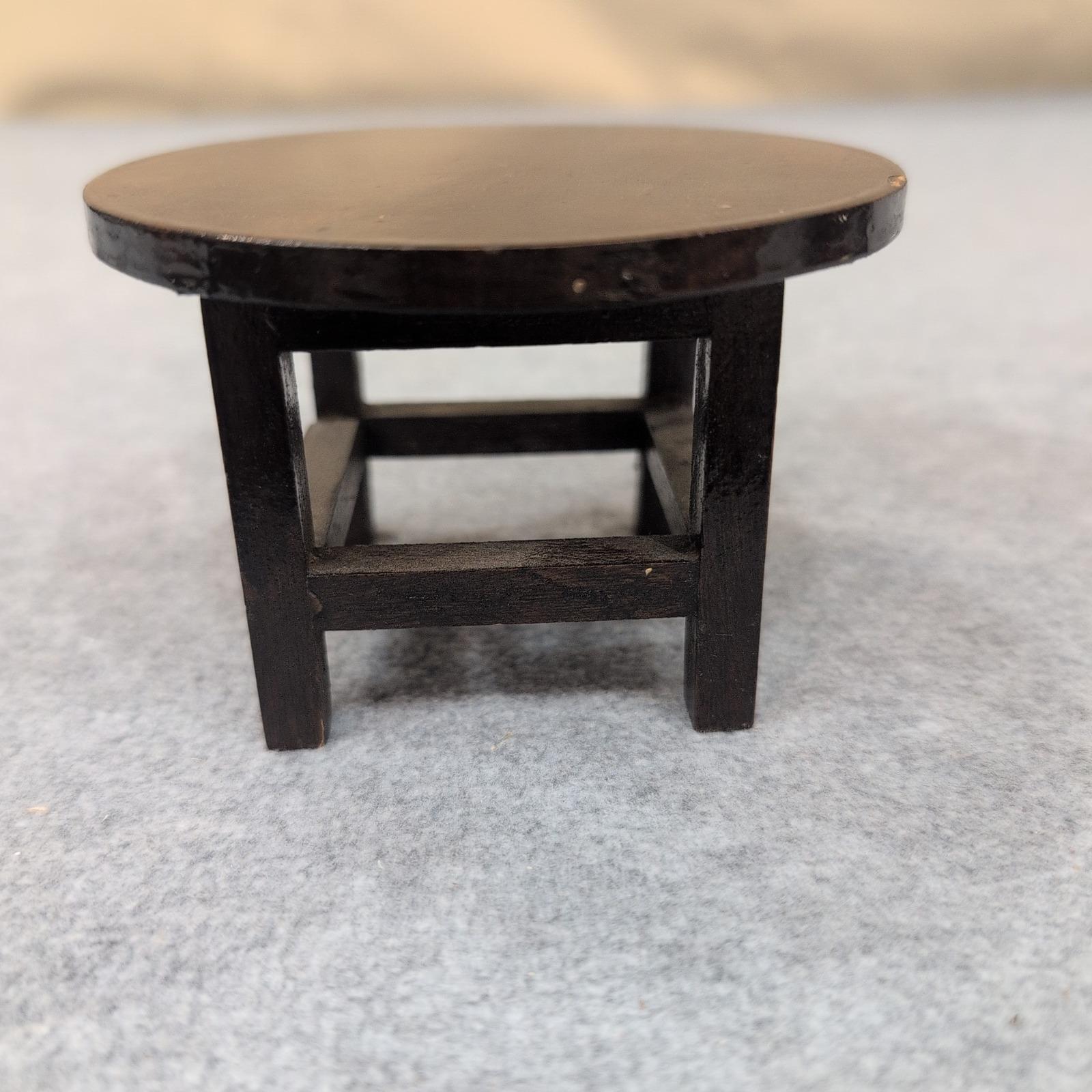 Table Ronde Miniature En Bois TOYANDONA – Accessoire Maison De Poupée – Déco Réaliste Vintage – Modèle Réduit 5 Cm