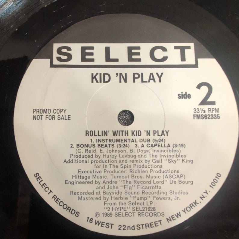 Kid N Play Rollin With Kid N Play 12 Inch Vinyl Single 1989 Promo FMS62335 VG image 6