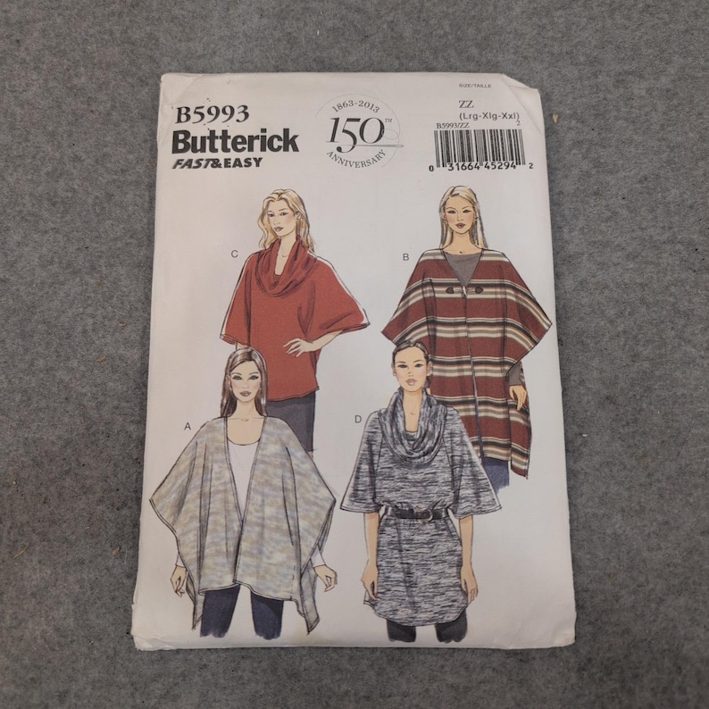 Patron de couture tunique cache-cœur Butterick B5993 Taille ZZ L-XL-XXL Rapide Facile image 1