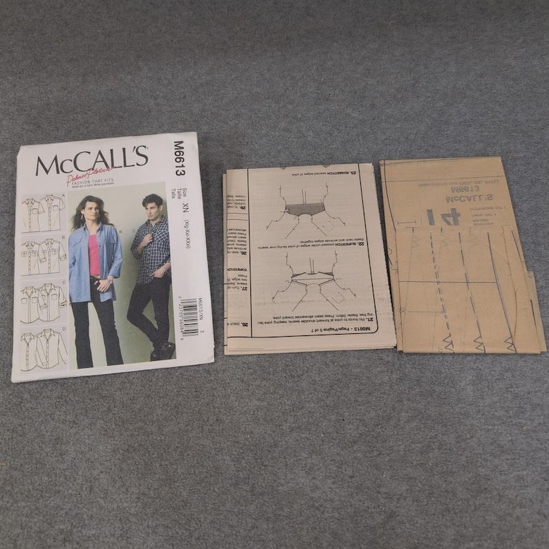 McCalls M6613 Misses Mens Fitted Shirt Sewing Pattern Size S-XXXL Factory Folded image 1