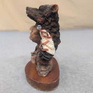 Native American Chief Bust Bear Headdress Feather Necklace Figurine Statue image 6