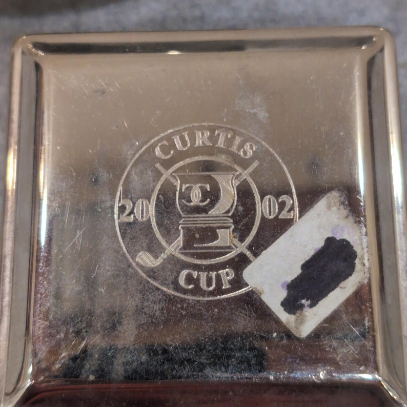 Vintage Silver Tone Monogrammed Oval and Square Trinket Boxes Set of 3 image 5