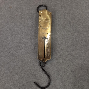 c. 1860s Morton & Bremner NY Antique Brass Spring Scale 24lb Primitive Balance image 1
