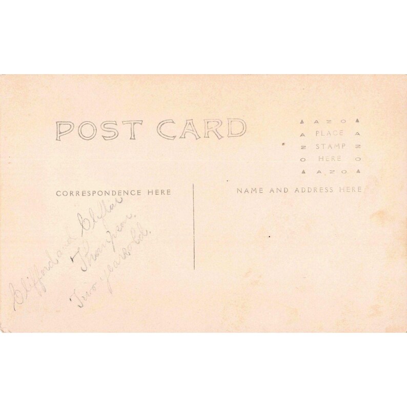 アンティークのRPPC（リアルポストカード）クリフォードとエラ・トンプソンの2歳の子供の肖像画ポストカード 画像 2