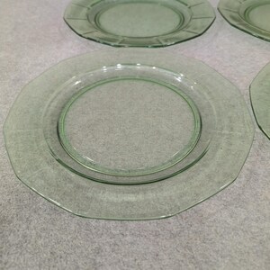 Fostoria Fairfax Green Depression Glass Octagonal Dinner Plates Set of 4 2375 image 2