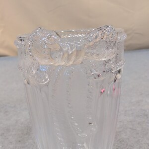 Studio Silversmiths Merci Cherie 24% Lead Crystal Frosted Bow Bud Vase Germany image 2