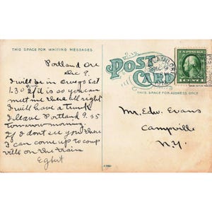 Vintage ansichtkaart uit 1912 met een afbeelding van schijveneggen en eggen met stoom in West-Oregon. afbeelding 2