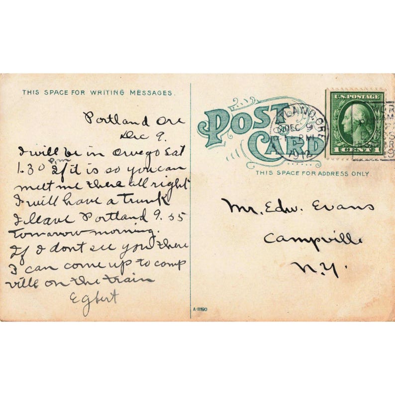 Vintage ansichtkaart uit 1912 met een afbeelding van schijveneggen en eggen met stoom in West-Oregon. afbeelding 2