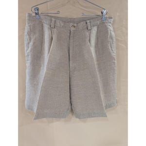 Vintage American Eagle Coarse Weave Men's Linen Pleated Dress Shorts - Size 38 image 5