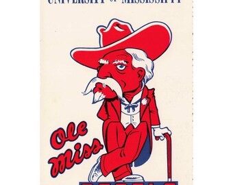 Ole Miss Rebels Colonel Reb Postcard Mirro-Krome H.S. Crocker Deep South VG+