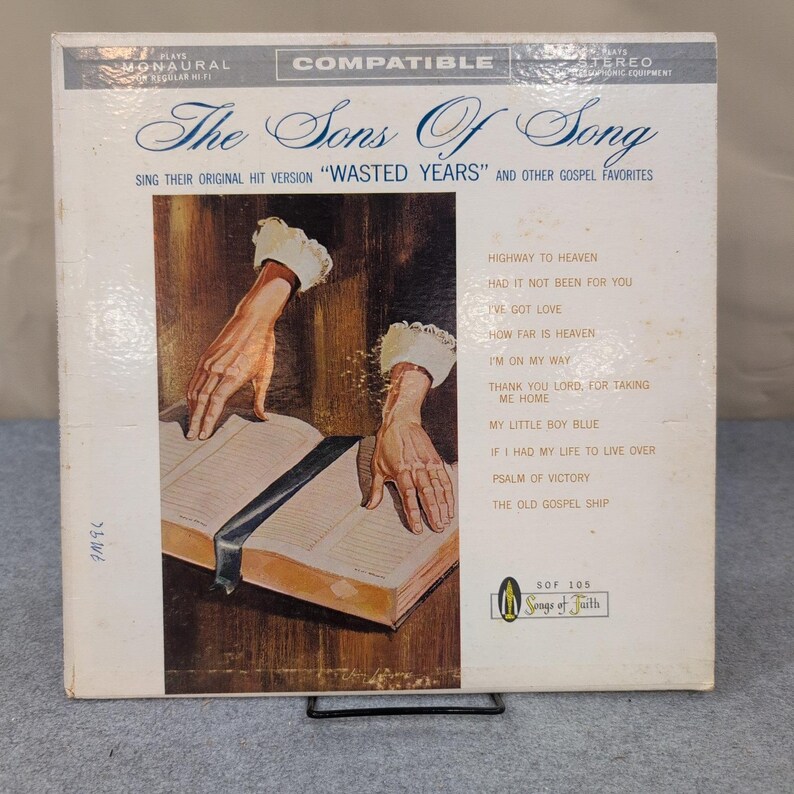 The Sons of Song Wasted Years Gospel Vinyl LP Songs of Faith SOF-105 Nashville image 1