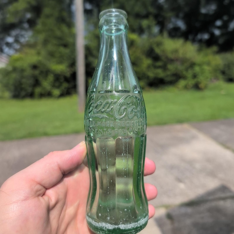 Vtg Coca-Cola Etowah Tenn 1960 Hobbleskirt 6.5 oz Green Glass Coke Bottle image 1