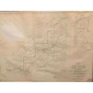 Big 1984 VTH General Highway Map Clay County Alabama State Highway Dept 4 x 3 Ft image 1