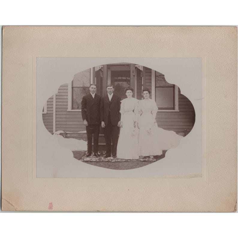 Antique Cabinet Card Photo Formal Group Portrait Wedding Party Early 1900s 7x5 image 1