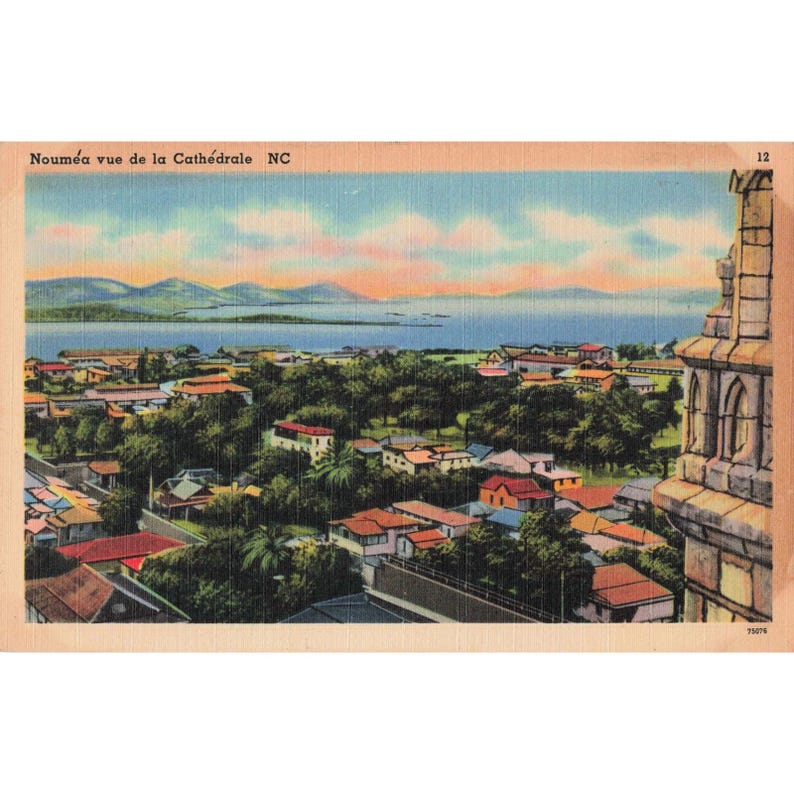 Vintage 1940's Postcard Noumea Vue de la Cathedrale NC Scenic View New Caledonia image 1