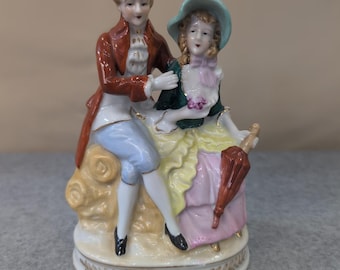 Vintage Porcelain Figurine Couple Elegant Regency Style Porcelain Japan