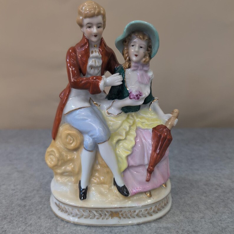 Vintage Porcelain Figurine Couple Elegant Regency Style Porcelain Japan image 1