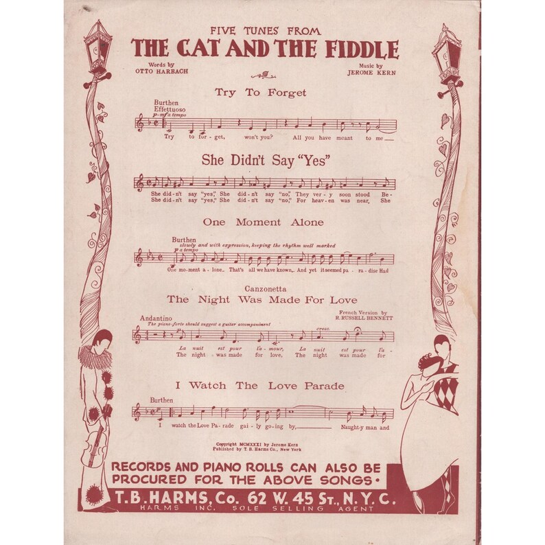 1931 Katten och fiolen Hon sa inte ja Jerome Kern Noter bild 2