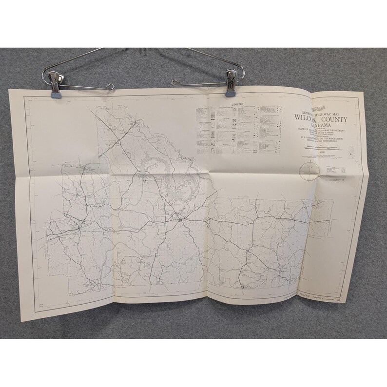 VTG 1981 General Highway Map Wilcox County Alabama 28" x 18" Camden Gee's Bend image 1