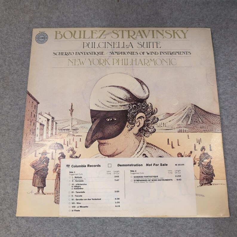 Boulez Stravinsky Pulcinella Suite NY Philharmonic Columbia LP M 35105 Promo image 1