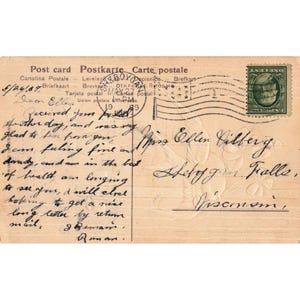 1909 Sheboygan Falls WI Postcard Swallows Clover Message True Love Embossed image 2