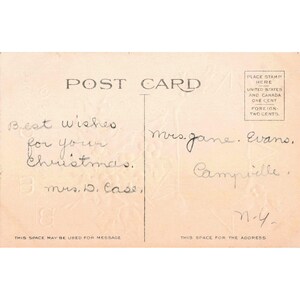 Vintage 1909 Christmas Postcard HW Taggart Embossed Holly Winter Star Ser 1309 image 2