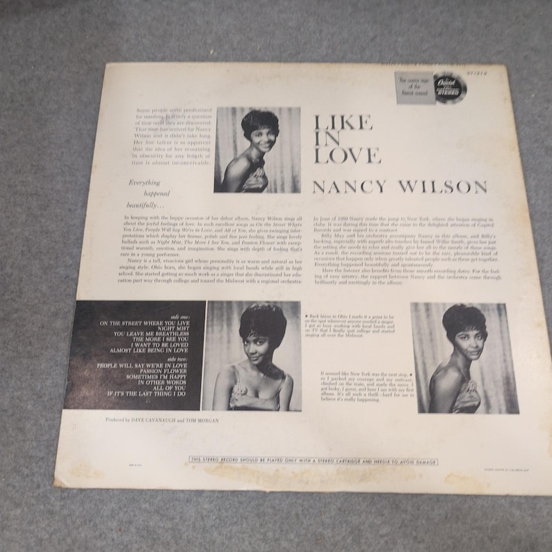 Nancy Wilson Like in Love Vinyl LP Capitol ST-1319 Billy May Orchestra 1960 image 2