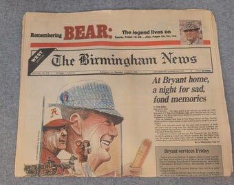 Birmingham News January 27 1983 Bear Bryant Alabama Football Tribute Newspaper