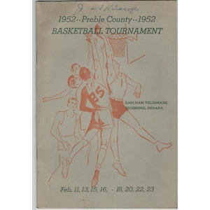1952 Preble County Basketball Tournament Program Earlham Fieldhouse Indiana VG- image 1