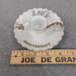 Lefton China 50th Anniversary Porcelain Chamberstick Candle Holder Gold Gilt6941 image 4