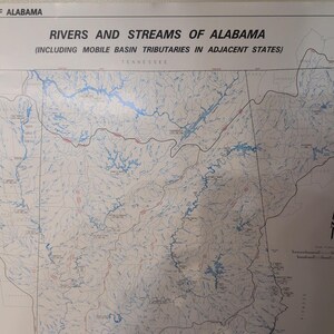 Vtg Geological Survey of Alabama Special Map 241 Rivers & Streams of AL 30×22" image 3