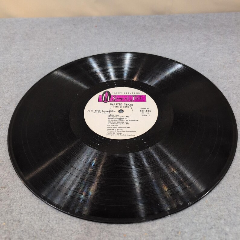 The Sons of Song Wasted Years Gospel Vinyl LP Songs of Faith SOF-105 Nashville image 5