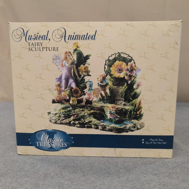 Classic Treasures Musical Animated Fairy Sculpture Zip A Dee Doo-Dah Garden VG+ image 1