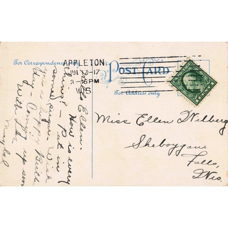 Vtg 1917 Birthday Greetings Postcard Appleton WI Two Girls Divided Back #025 image 2