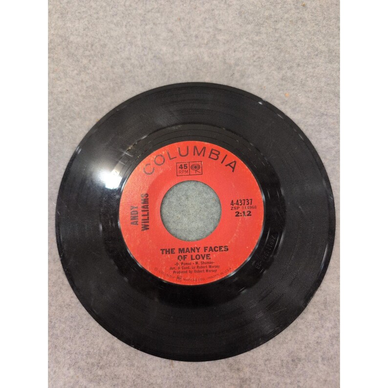 Andy Williams The Many Faces of Love In the Arms of Love 45 RPM Columbia 4-43737 image 3