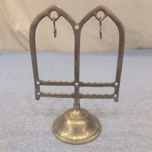 Vintage Brass Gothic Cathedral Arch Earring Stand Jewelry Display Organizer image 4