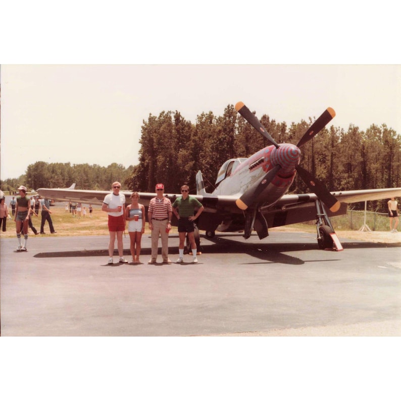 Vtg P-51 Mustang Fighter Plane Airshow Photo 1970s-80s image 1