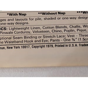 VTG 1979 McCall's Sewing Pattern 6497 Misses Unlined Vest Skirt Pants Size 16 image 4