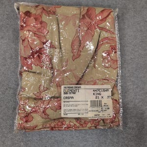 Vintage Clementi Crsma King Sham Part Beige Red Floral Bedding Home Decor image 1