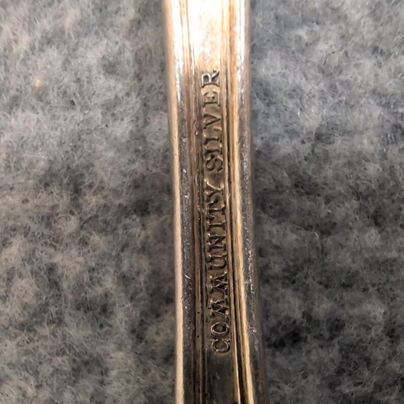 1890-1910's Community Silver Serving Spoon Ornate Filigree Decorative Handle image 5