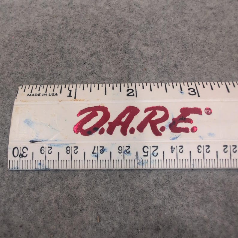 Vintage D.A.R.E. To Keep Kids Off Drugs 12 Inch Plastic Ruler White Made in USA image 1