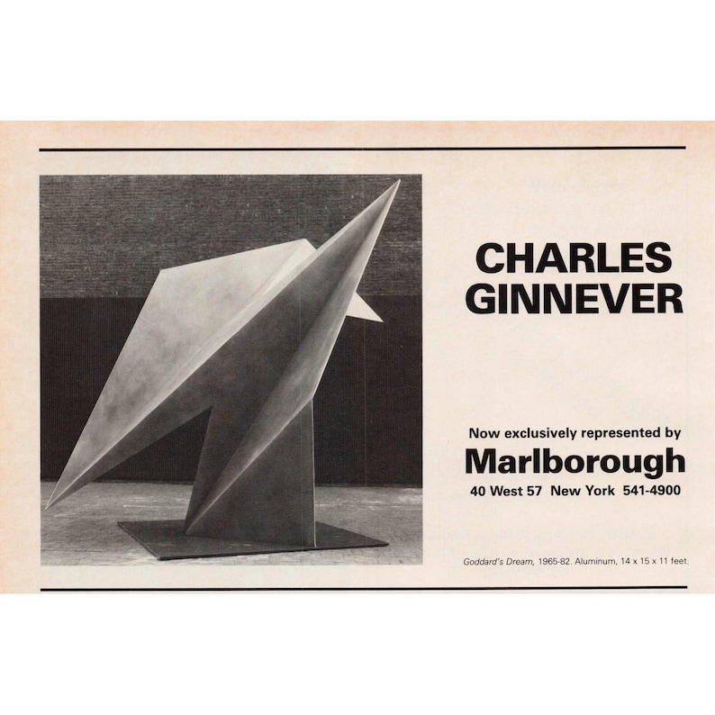 Vintage Charles Ginnever Marlborough Gallery Print Ad Goddards Dream Sculpture image 1