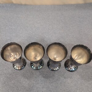 International Silver Co Silverplate Wine Goblets Set of 4 Fluted Base Patina image 4