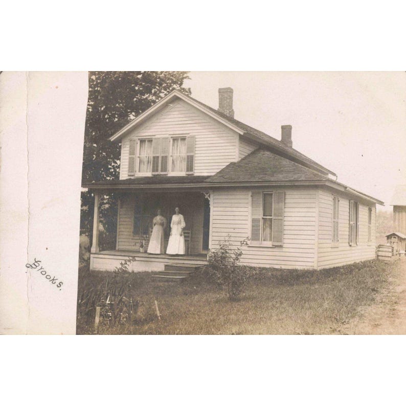 Antique RPPC Farmhouse Women Porch Campville NY Christmas AZO 1907-15 image 1