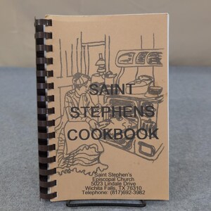 Livre de recettes Saint Stephens Wichita Falls Texas Episcopal Church, reliure spirale VG image 1