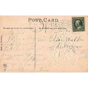 Antique 1911 Forget Me Not Floral Embossed Postcard Germany 1c Franklin Stamp image 2
